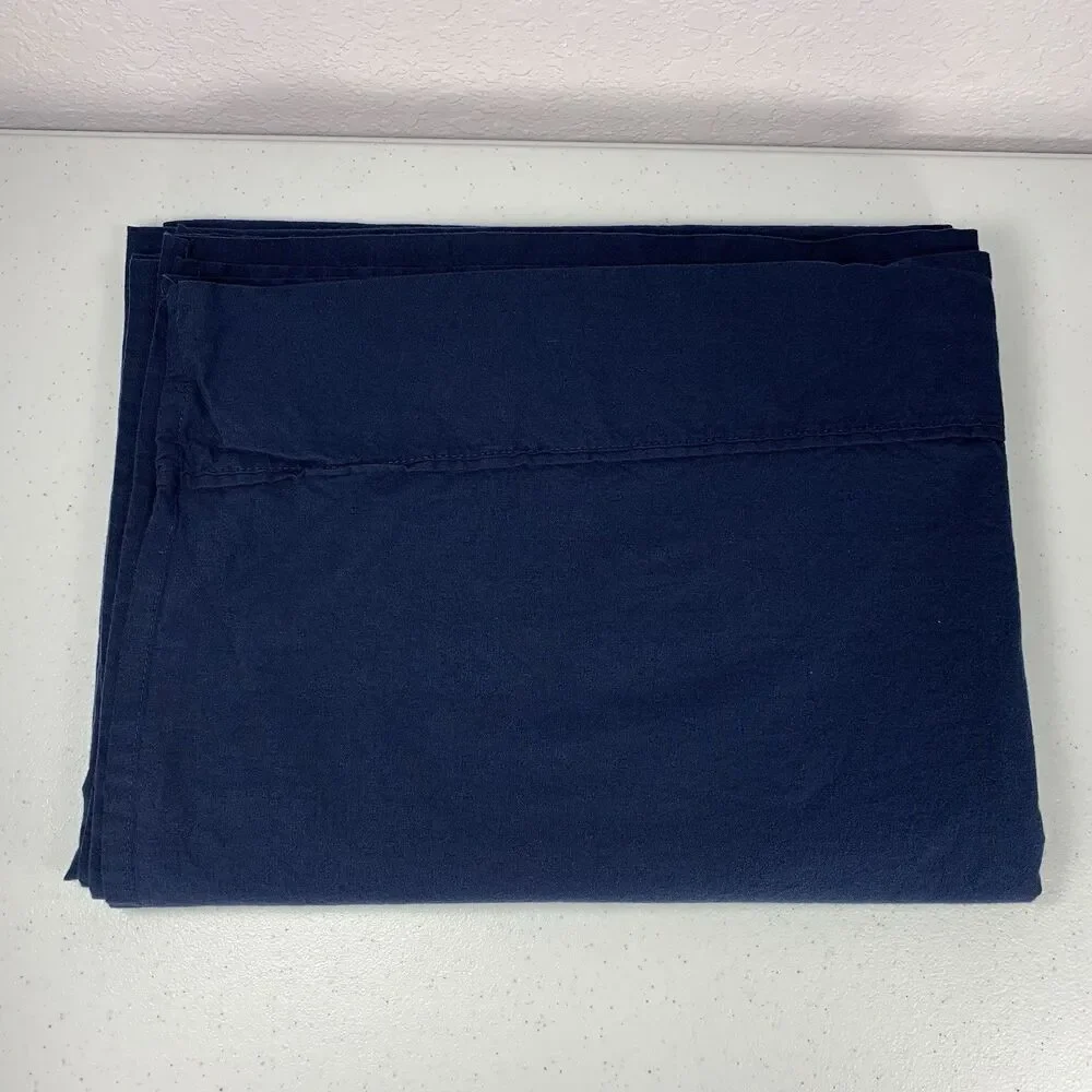 Lane Linen Flat Sheet Twin XL Blue 100% Organic Cotton GOTS Certified 108x66